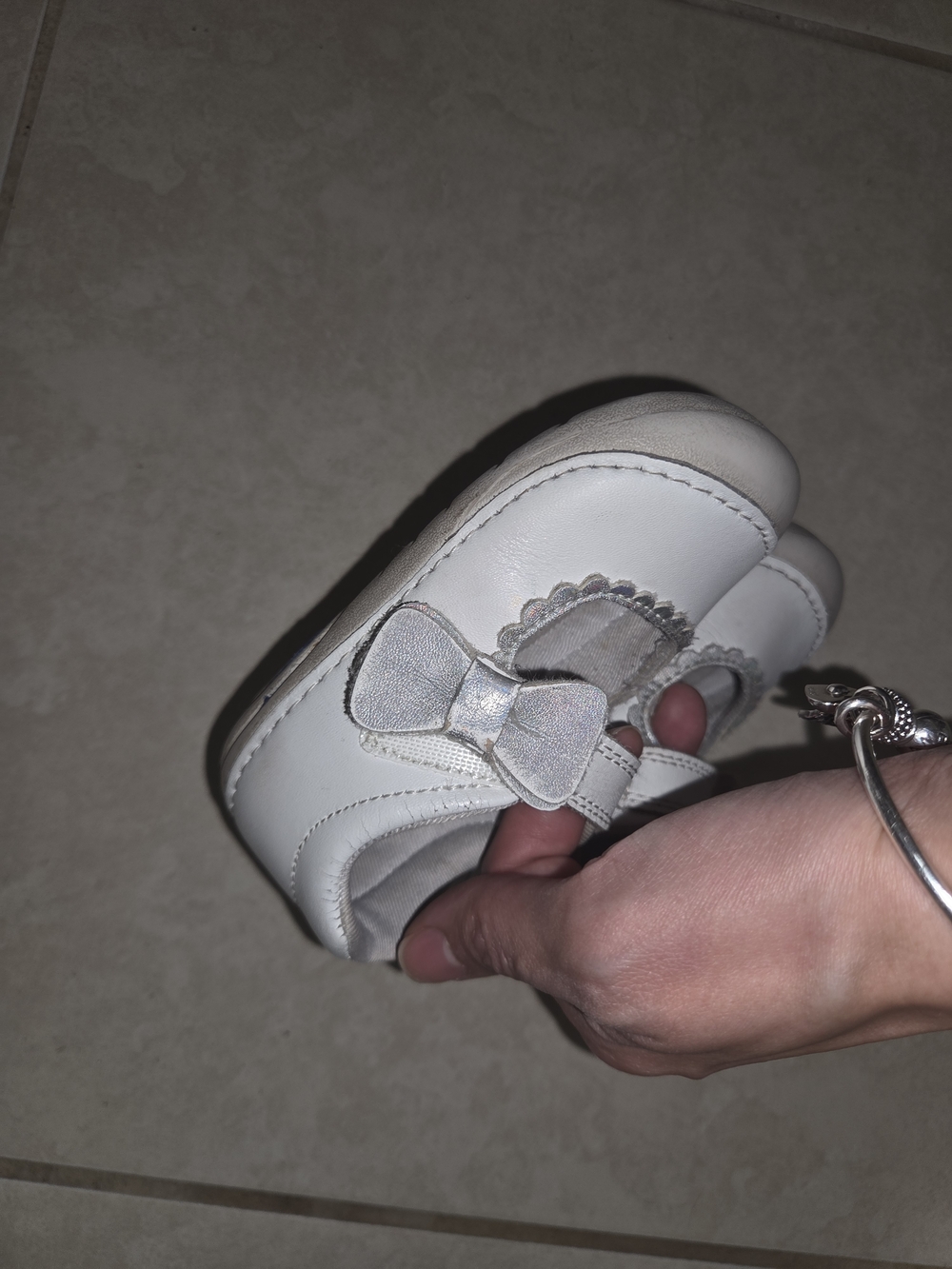 Stride Rite White Bow Mary Jane Baby Shoes